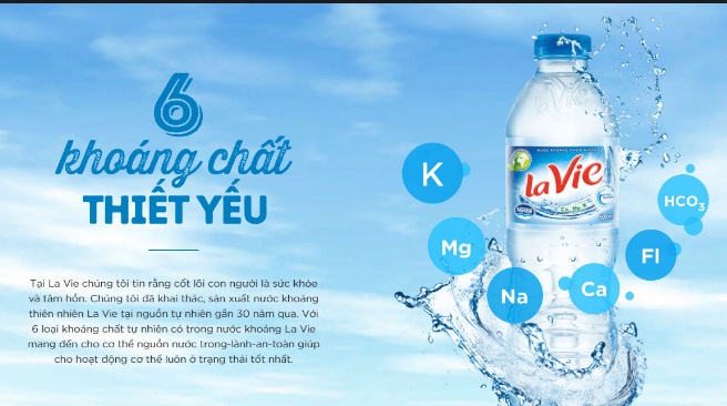 Nước uống tinh khiết Lavie khoáng chất thiết yếu tốt cho con người